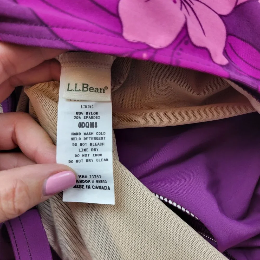 L.L. Bean Purple and Pink Floral One Piece Swimsuit - Picture 9 of 10